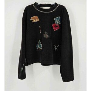 Artic Image Womens Appliqué Embroidered Fleece Long Sleeve Top From Alaska M